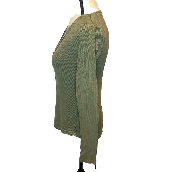 Women’s Anthropologie Pilcro Olive Green Henley V Neck Long Sleeve Shirt Top- XS - Picture 4 of 9